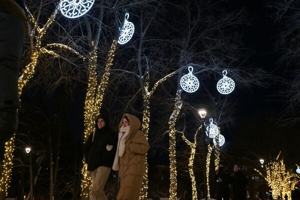 Người qua đường trong Công viên Pervomaisky ở Novosibirsk, được trang trí đón năm mới - Sputnik Việt Nam