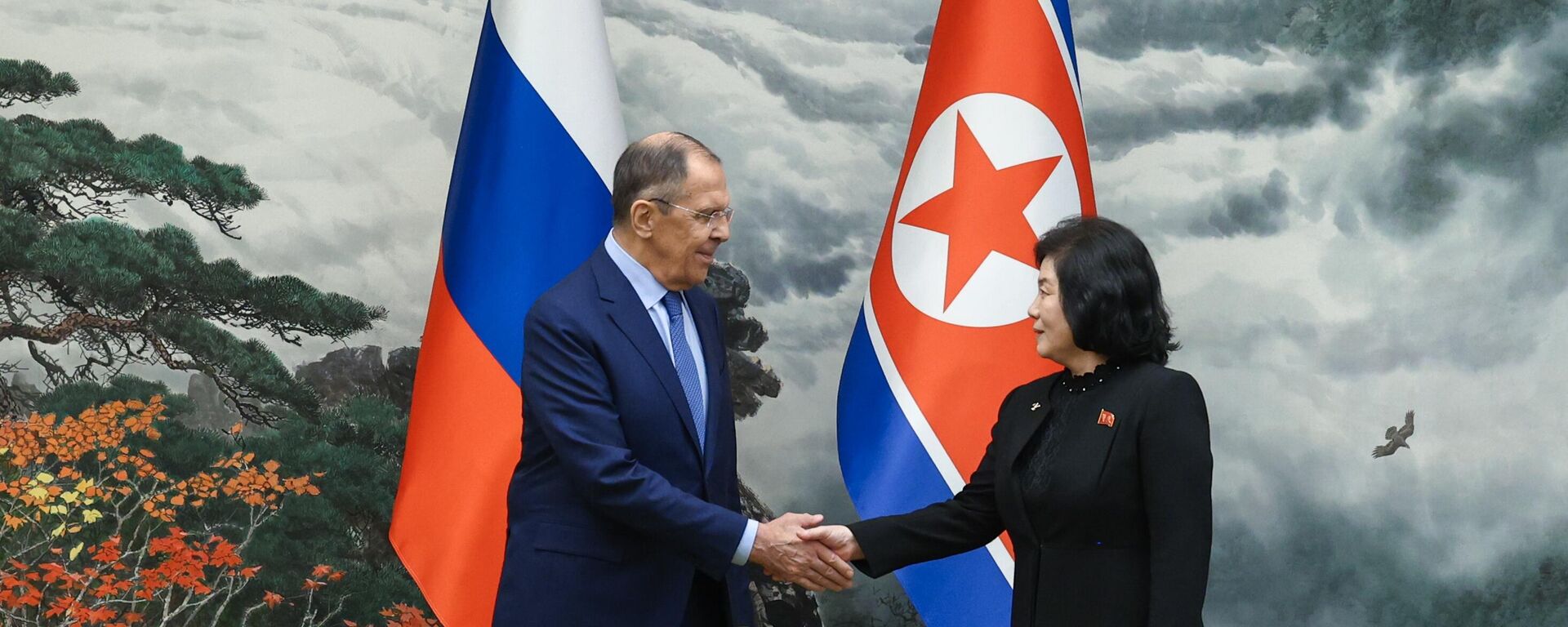 Ngoại trưởng Nga Sergei Lavrov và Ngoại trưởng CHDCND Triều Choe Son-hui trong cuộc gặp ở Bình Nhưỡng. - Sputnik Việt Nam, 1920, 16.01.2024