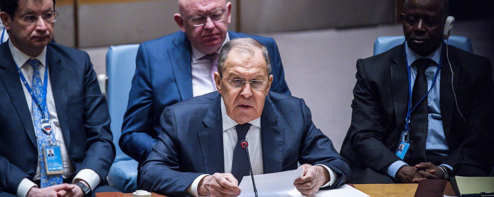 Sergei Lavrov tại cuộc họp của Hội đồng Bảo an tại trụ sở Liên hợp quốc - Sputnik Việt Nam, 1920, 22.01.2024