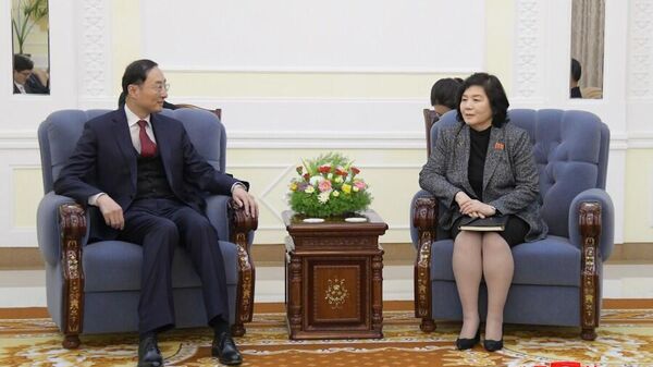 Ngoại trưởng Triều Tiên Choi Song Hui và Thứ trưởng Ngoại giao Trung Quốc Tôn Vệ Đông - Sputnik Việt Nam