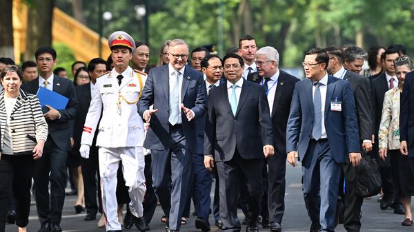 Thủ tướng Việt Nam Phạm Minh Trinh và Thủ tướng Úc Anthony Albanese tại Hà Nội, ngày 4 tháng 6 năm 2024 - Sputnik Việt Nam
