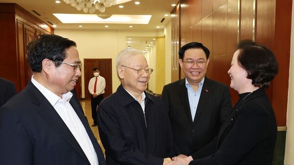 Tổng Bí thư Nguyễn Phú Trọng chủ trì phiên họp đầu tiên Tiểu ban Nhân sự Đại hội XIV của Đảng - Sputnik Việt Nam