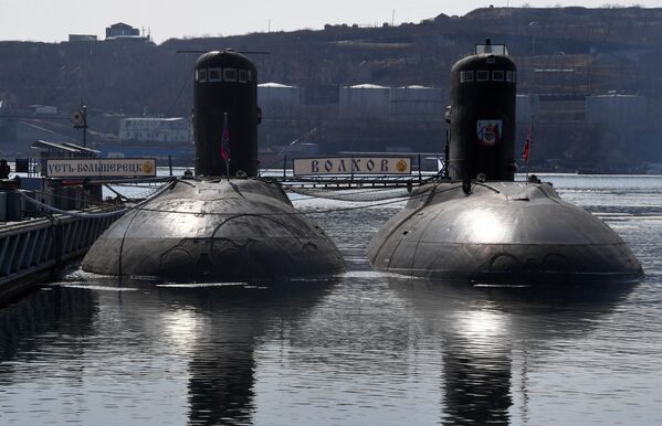 Tàu ngầm diesel-điện &quot;Ust-Bolsheretsk&quot; và &quot;Volkhov&quot; tại cảng Vladivostok - Sputnik Việt Nam