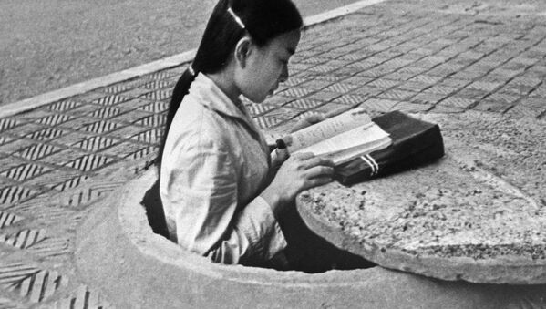 Cô gái Hà Nội đọc sách trong phút giây bình yên giữa các cuộc báo động phòng không - Sputnik Việt Nam