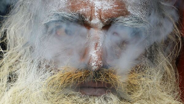 Một người Sadhu Ấn Độ trong  đám khói thuốc - Sputnik Việt Nam