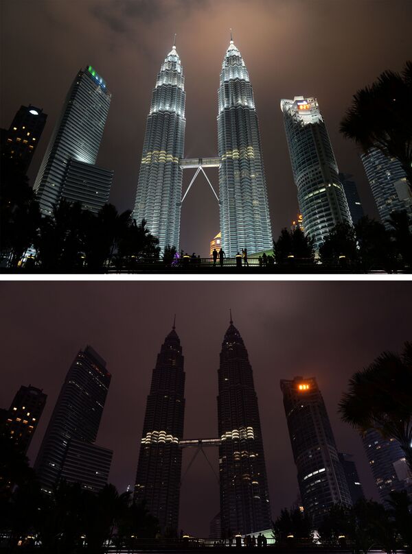 Tháp Petronas ở Malaysia trong Giờ Trái Đất - Sputnik Việt Nam