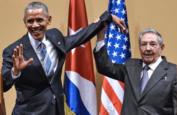 Tổng thống Mỹ Barack Obama và Chủ tịch Cuba Raul Castro tại Havana - Sputnik Việt Nam