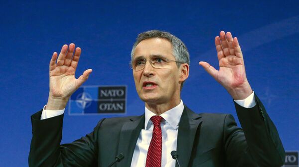 NATO Secretary-General Jens Stoltenberg gestures during a news conference ahead of a NATO defense ministers meeting, which will be held on February 10-11, at the Alliance's headquarters in Brussels, Belgium February 9, 2016. - Sputnik Việt Nam