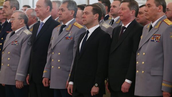 Tướng Valery Gerasimov, Sergey Ivanov, Dmitriy Medvedev, Sergey Shoigu, Nikolay Patrushev - Sputnik Việt Nam