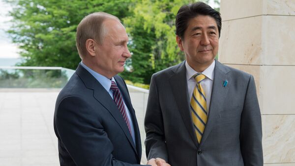 Tổng thống Nga Vladimir Putin gặp Thủ tướng Nhật Bản Shinzo Abe tại Sochi - Sputnik Việt Nam