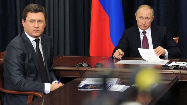 Trong cầu liên lạc truyền hình hôm thứ Tư, Tổng thống Nga Vladimir Putin đã phát lệnh khởi động luồng thứ tư của cầu năng lượng Crưm. - Sputnik Việt Nam