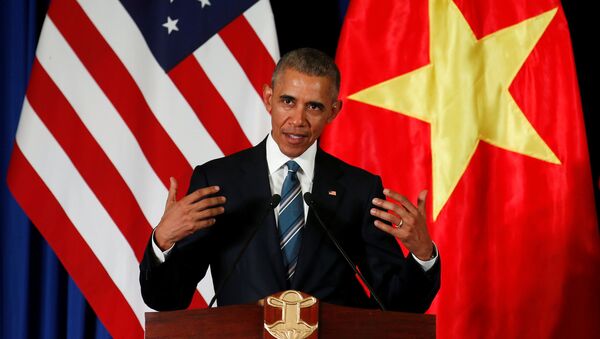 Президент США Барак Обама на пресс-конференции в Ханое - Sputnik Việt Nam