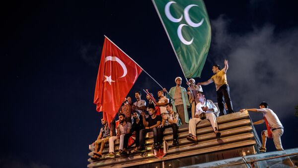 Những người biểu tình với cờ Thổ Nhĩ Kỳ ở Istanbul - Sputnik Việt Nam