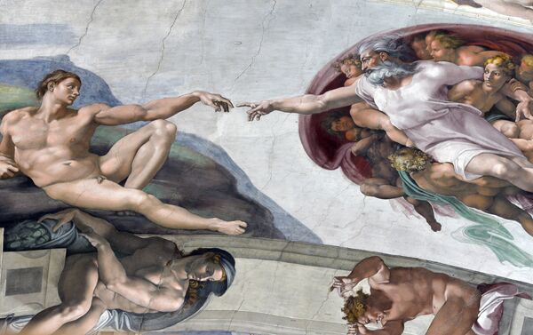 Tranh tường của Michelangelo miêu tả Adam trên trần nhà nguyện Sistine ở Vatican - Sputnik Việt Nam