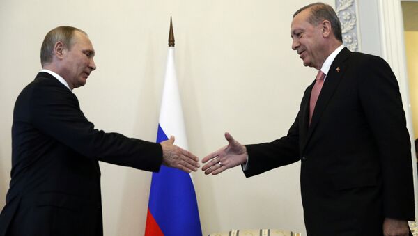 Президент России Владимир Путин и президент Турции Реджеп Тайип Эрдоган в Санкт-Петербурге - Sputnik Việt Nam