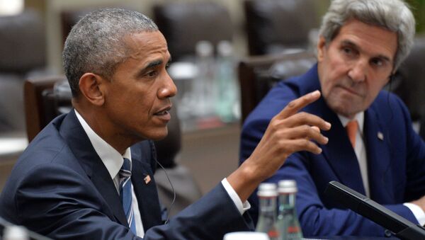 Tổng thống Hoa Kỳ Barack Obama tại cuộc gặp với tổng thống Nga Vladimir Putin - Sputnik Việt Nam