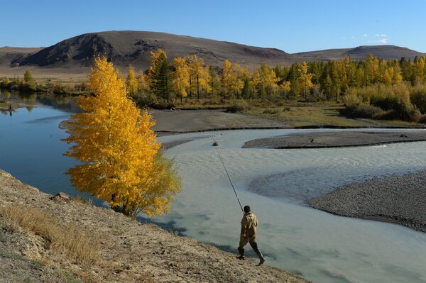 Người câu cá ở giao khúc sông Chaganuzun và sông Chuya, huyện Kosh-Agach, Cộng hòa Altai - Sputnik Việt Nam