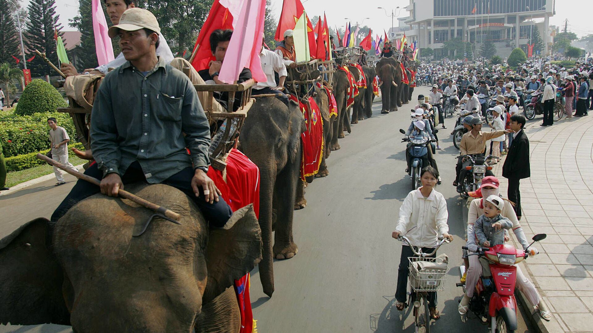 Con voi tại cuộc diễu hành ở trung tâm Ban Mê Thuột  - Sputnik Việt Nam, 1920, 02.03.2022