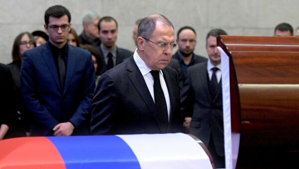 Ngoại trưởng Nga Sergei Lavrov tại buổi lễ vĩnh biệt Đại sứ Nga tại Liên Hợp Quốc - Sputnik Việt Nam