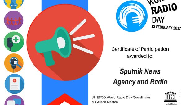 Cơ quan Truyền thông và phát thanh Sputnik đã được UNESCO trao bằng ghi nhận sự tham gia tổ chức Ngày Phát thanh thế giới. - Sputnik Việt Nam