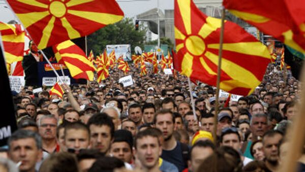 Biểu tình chống đối ở Macedonia - Sputnik Việt Nam