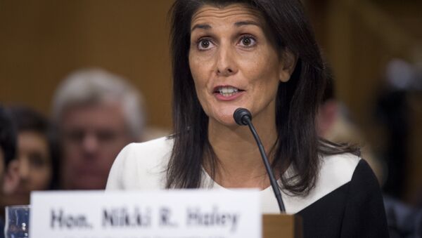South Carolina Governor Nikki Haley testifies during her confirmation hearing for US Ambassador to the United Nations (UN) before the Senate Foreign Relations committee on Capitol Hill in Washington, DC - Sputnik Việt Nam