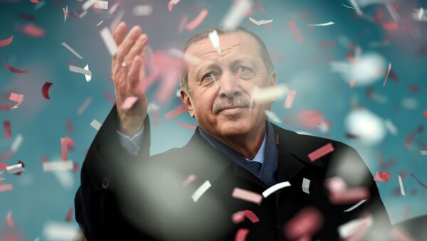 Tổng thống Thổ Nhĩ Kỳ Recep Tayyip Erdogan tại cuộc mit-tinh chính trị ở Istanbul. - Sputnik Việt Nam