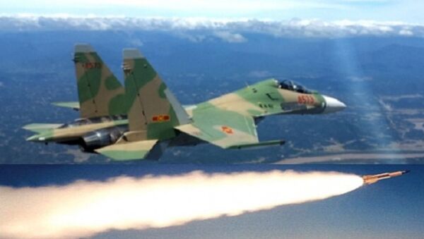 Chiến đấu cơ Su-30MK2 của không quân nhân dân Việt Nam phóng tên lửa trong cuộc diễn tập - Sputnik Việt Nam