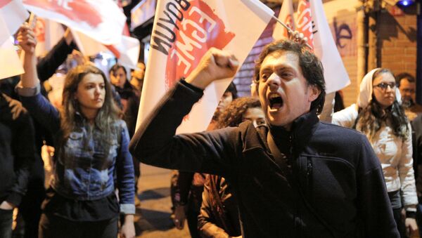 People protest against the results of the referendum in Istanbul, Turkey April 16, 2017 - Sputnik Việt Nam
