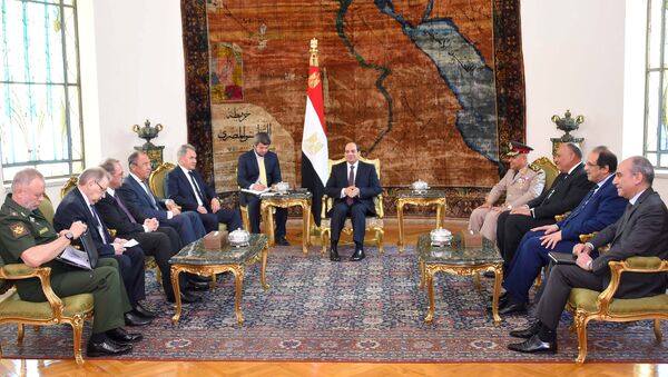 Tổng thống Ai Cập Abdel Fattah al-Sisi gặp ngoại trưởng và bộ trưởng quốc phòng Nga và Ai Cập - Sputnik Việt Nam