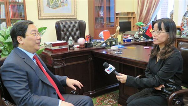 Đại sứ Nguyễn Thanh Sơn trả lời phỏng vấn của phóng viên VOV - Sputnik Việt Nam