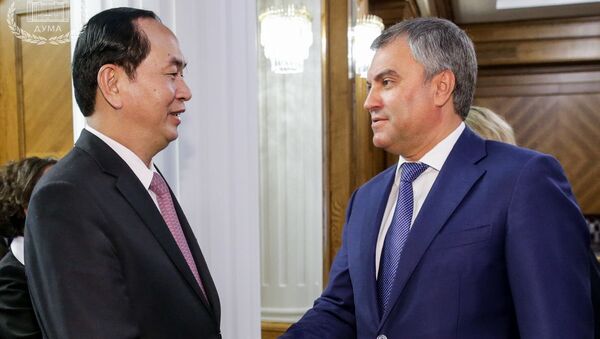 Vyacheslav Volodin  tại cuộc gặp Chủ tịch Việt Nam Trần Đại Quang. - Sputnik Việt Nam