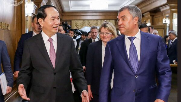 Vyacheslav Volodin  tại cuộc gặp Chủ tịch Việt Nam Trần Đại Quang. - Sputnik Việt Nam