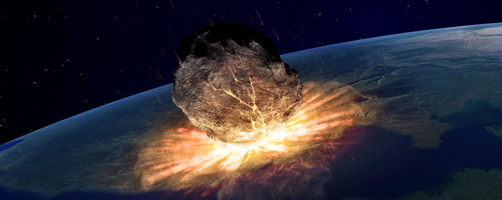 Иллюстрация падения астероида на Землю  - Sputnik Việt Nam, 1920, 03.01.2022