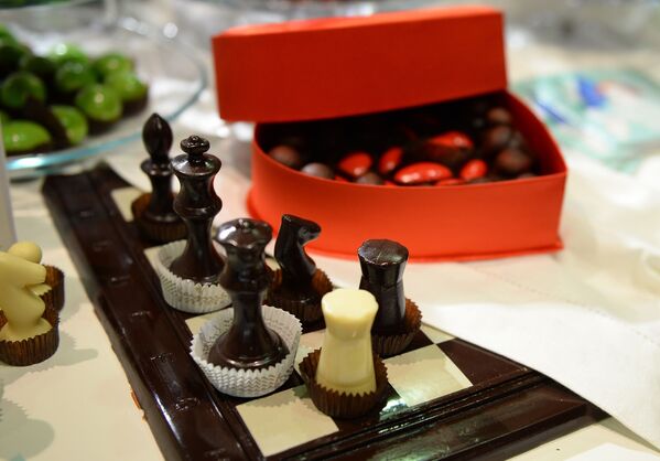 Sản phẩm nhà máy kẹo Konfael tại lễ khai mạc Moscow Salon du Chocolat ở  Trung tâm triển lãm Expocentre - Sputnik Việt Nam
