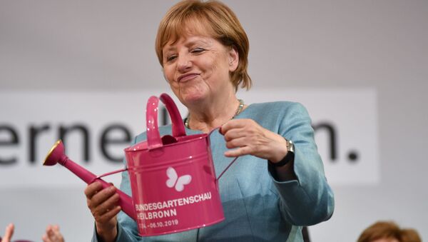 Thủ tướng Đức Angela Merkel trong sự kiện trước bầu cử của đảng “Liên minh Dân chủ Thiên chúa giáo”. - Sputnik Việt Nam