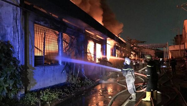 Cháy lớn ở công ty vải trong Khu công nghiệp Tân Bình - Sputnik Việt Nam