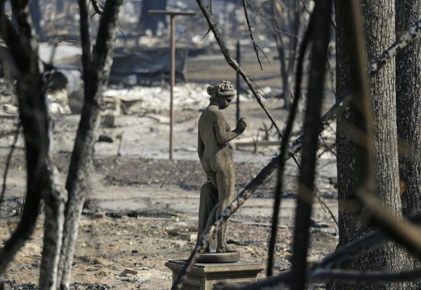 Tượng người phụ nữ ở thành phố Santa Rosa sau vụ cháy rừng lớn của California, Hoa Kỳ - Sputnik Việt Nam