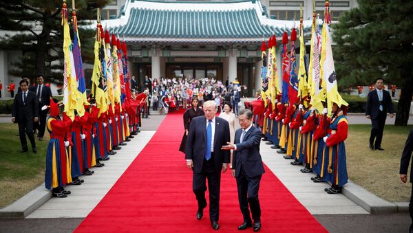 Donald Trump ở Seoul với Tổng thống Hàn Quốc Moon Jae-in - Sputnik Việt Nam