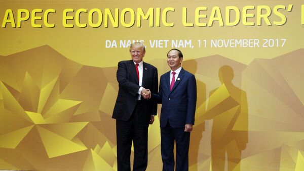 Chủ tịch Hội nghị Cấp cao APEC lần thứ 25 đón Tổng thống Hoa Kỳ Donald Trump đến dự Hội nghị. - Sputnik Việt Nam