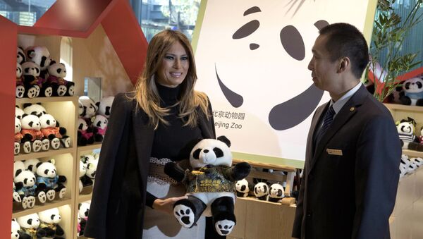 Đệ nhất phu nhân Hoa Kỳ Melania Trump xem khu nuôi gấu trúc ở Vườn thú Bắc Kinh - Sputnik Việt Nam