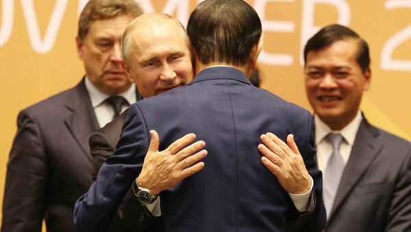 Tổng thống Nga Vladimir Putin và Chủ tịch nước Trần Đại Quang tại phiên bế mạc - Sputnik Việt Nam