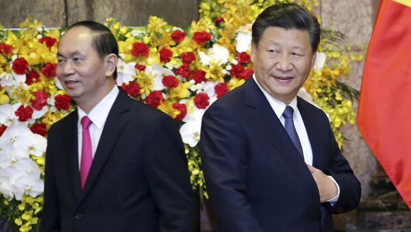 Chủ tịch Trung Quốc Tập Cận Bình, đúng và Chủ tịch nước Trần Đại Quang - Sputnik Việt Nam