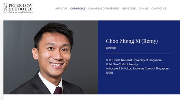 Hình ảnh luật sư Choo Zheng Xi trên website hãng luật mà ông là giám đốc. Hình ảnh luật sư Choo Zheng Xi trên website hãng luật mà ông là giám đốc. - Sputnik Việt Nam