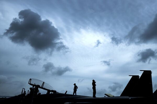 Máy bay chiến đấu F-15SG tại Triễn lãm hàng không ở Singapore - Sputnik Việt Nam