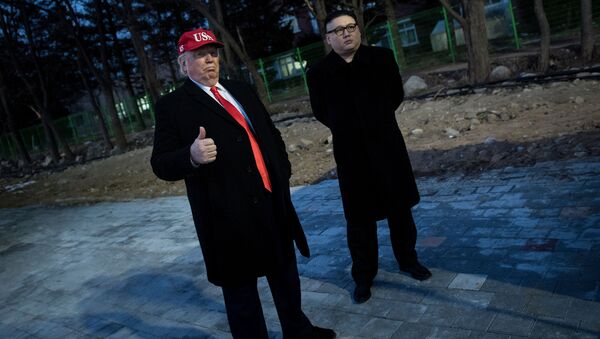 Người đóng thế Kim Jong-un và Donald Trump xuất hiện tại lễ khai mạc Olympic-2018 - Sputnik Việt Nam
