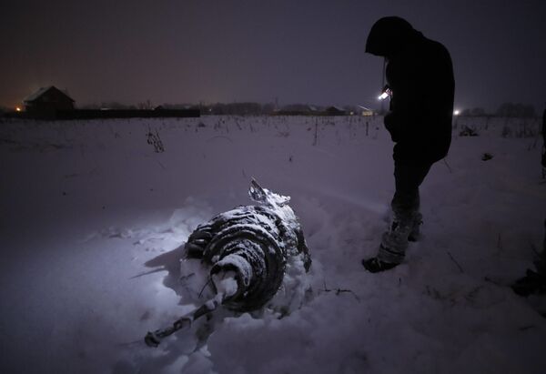 Mảnh vỡ của máy bay An-148 Hãng hàng không Saratov Airlines tại hiện trường tai nạn ở ngoại ô Moskva - Sputnik Việt Nam