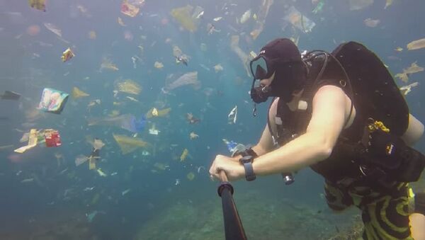Thợ lặn người Anh bơi qua một lớp rác dày ở Indonesia - Sputnik Việt Nam