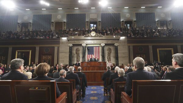 US President Donald J. Trump delivers his first address to a joint session of Congress from the floor of the House of Representatives in Washington, DC, USA, 28 February 2017 - Sputnik Việt Nam