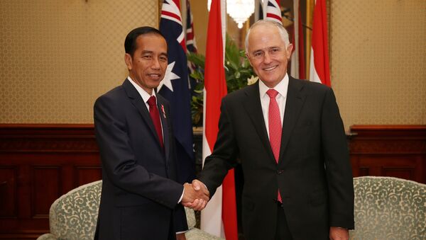 Tổng thống Indonesia Joko Widodo và Thủ tướng Australia Malcolm Turnbull - Sputnik Việt Nam